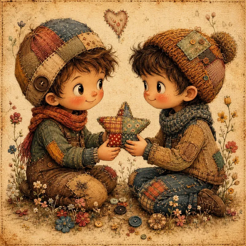 Whimsical Patchwork Storybook Kids