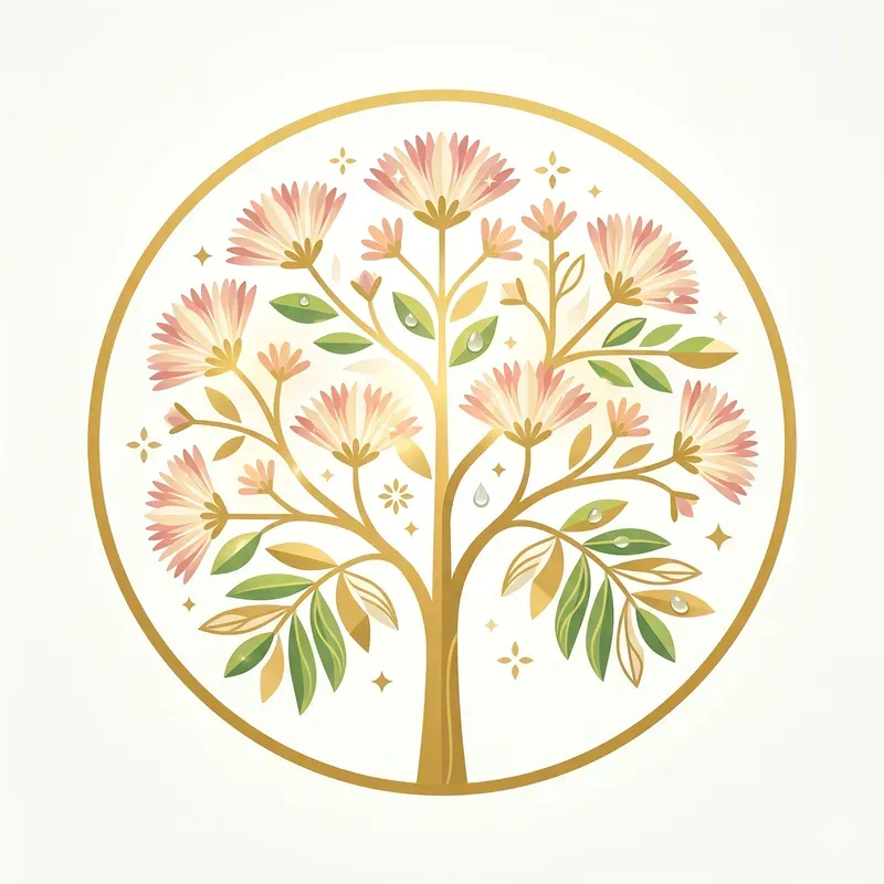 Modern Summer Blooming Tree Emblems
