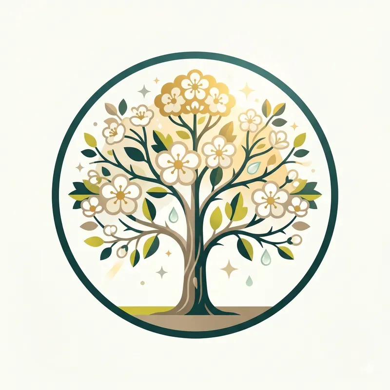 Modern Summer Blooming Tree Emblems