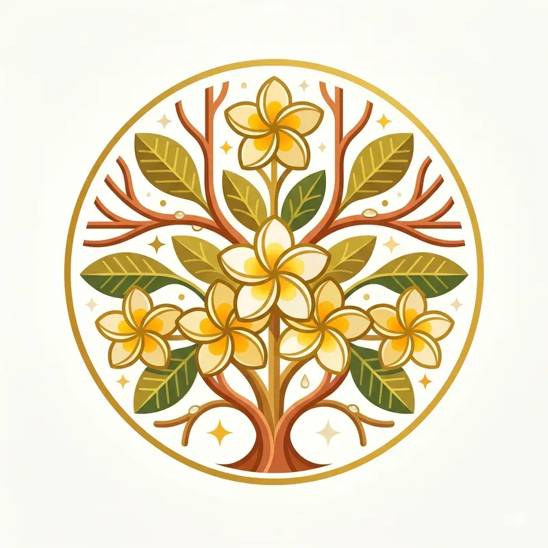 Modern Summer Blooming Tree Emblems