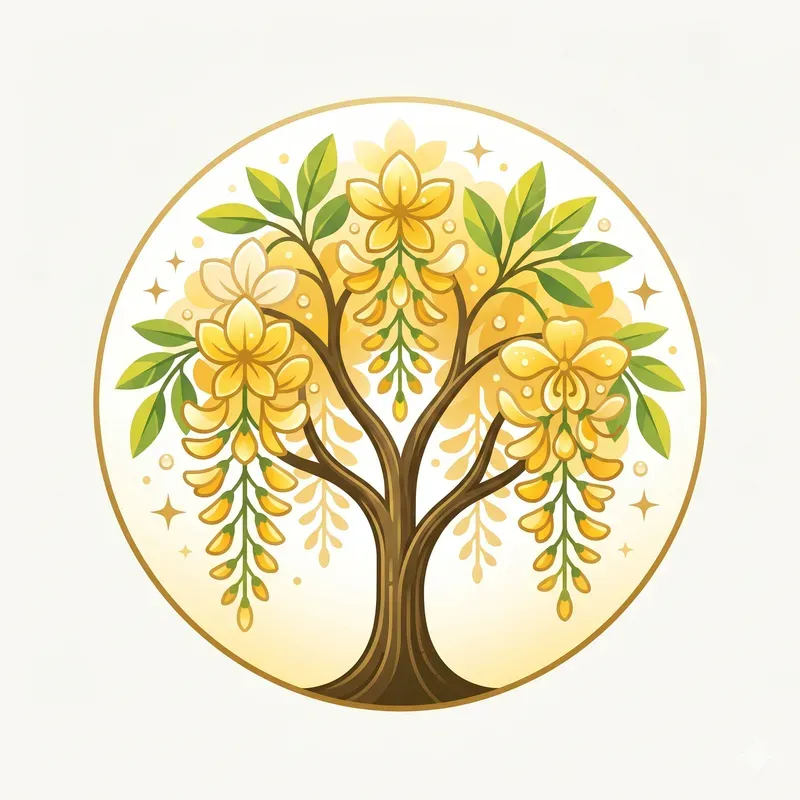 Modern Summer Blooming Tree Emblems
