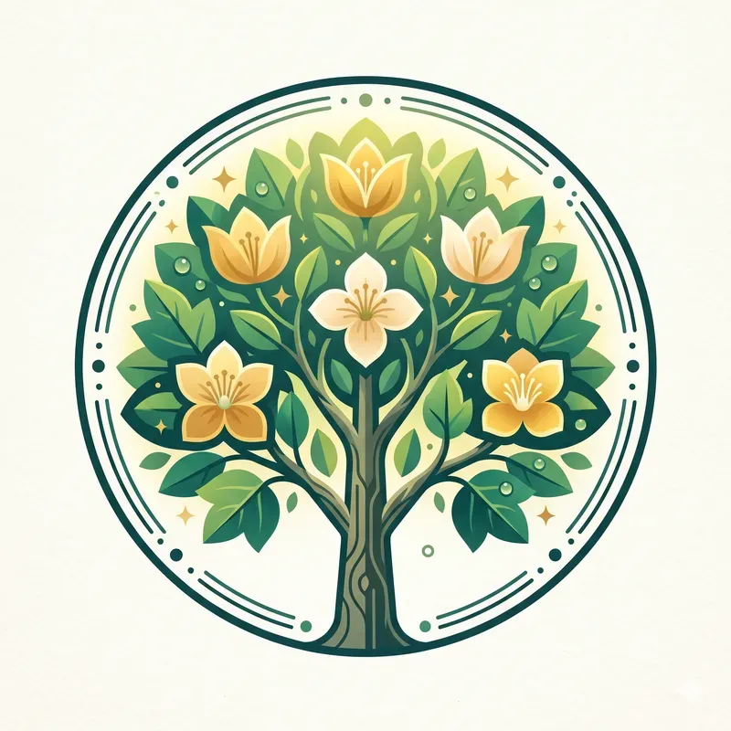 Modern Summer Blooming Tree Emblems