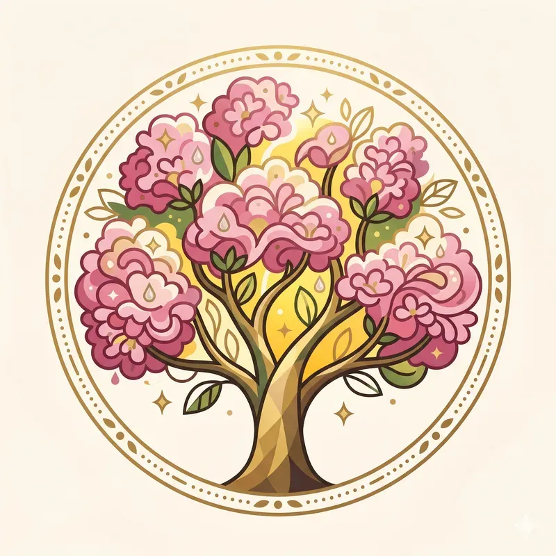Modern Summer Blooming Tree Emblems