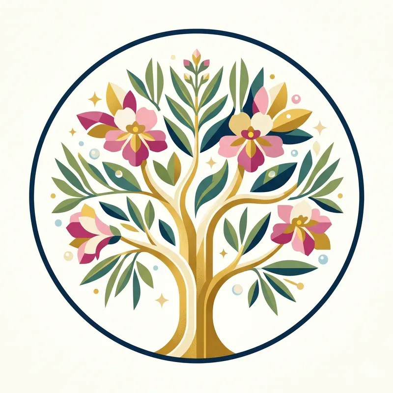 Modern Summer Blooming Tree Emblems