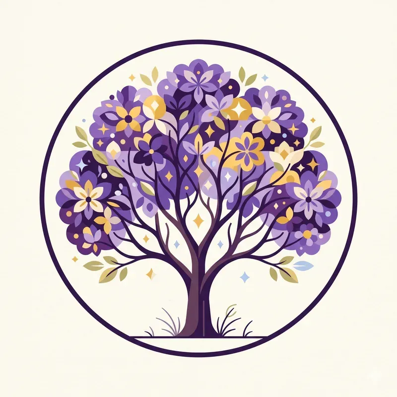 Modern Summer Blooming Tree Emblems