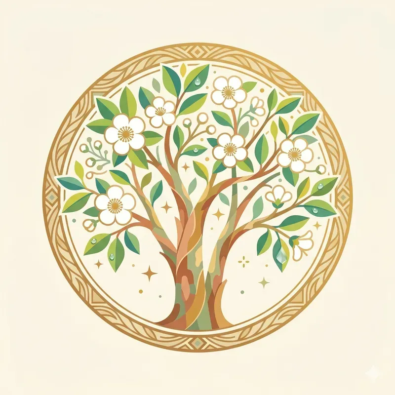 Modern Summer Blooming Tree Emblems