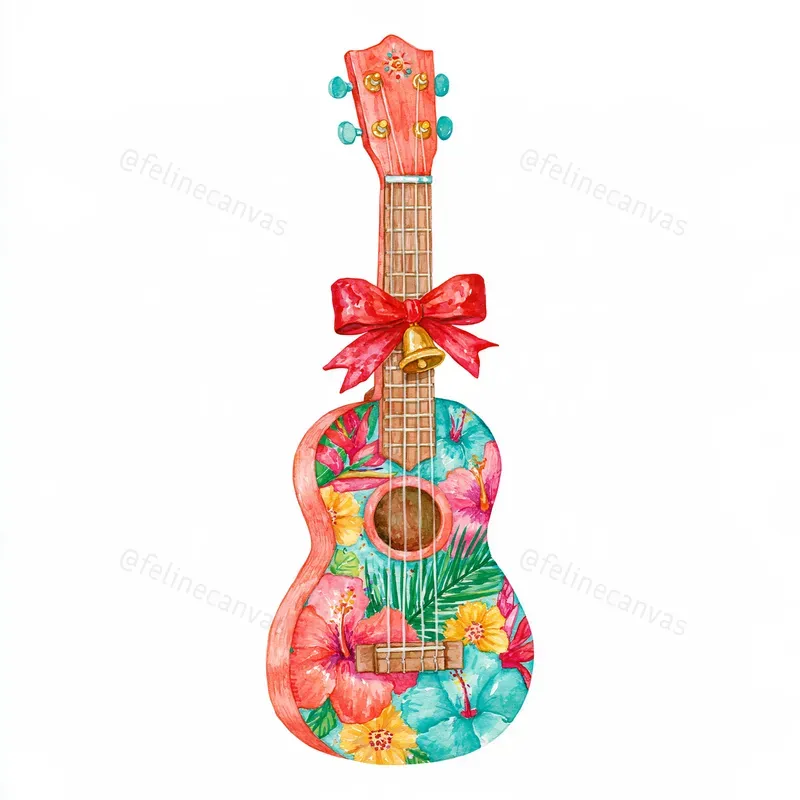 Tropical Christmas Watercolor Clipart