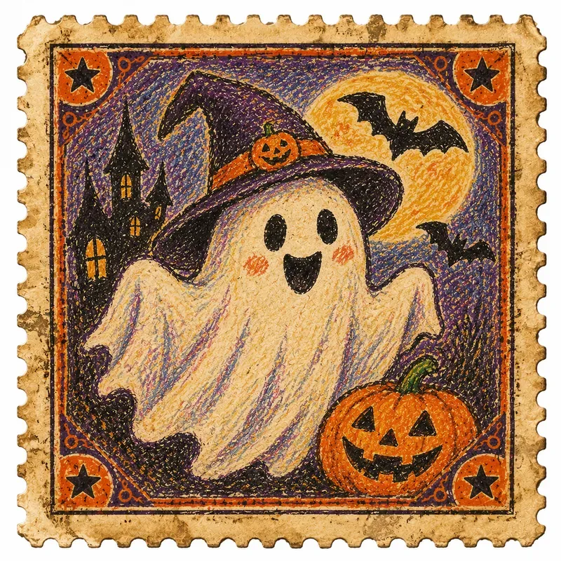 Halloween Crayon Stamp Ephemera