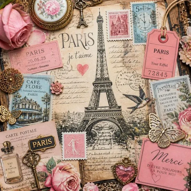 Vibrant Travel Junk Journal Ephemera
