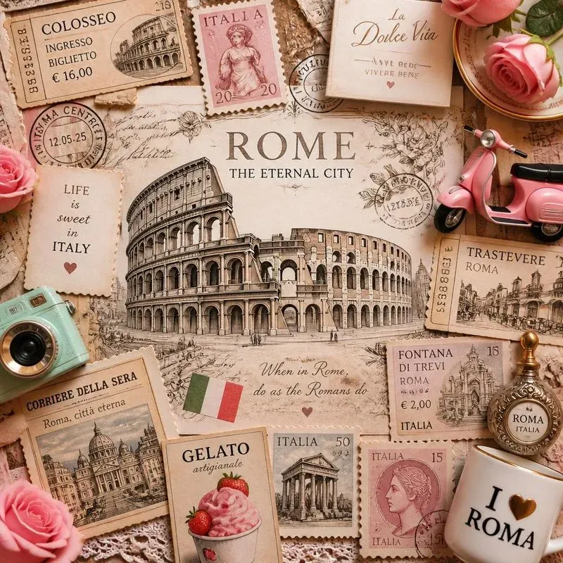 Vibrant Travel Junk Journal Ephemera
