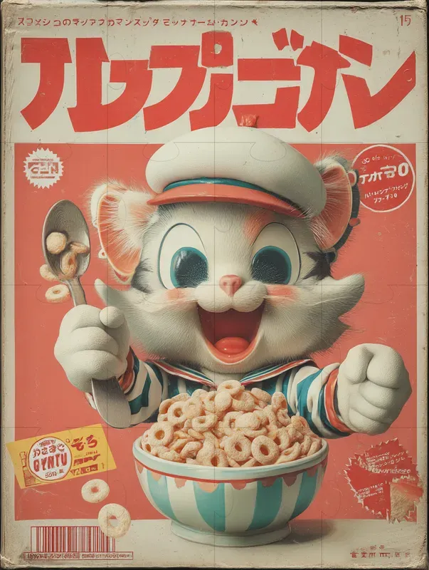 Vintage Asian Cereal Box Mascot Posters