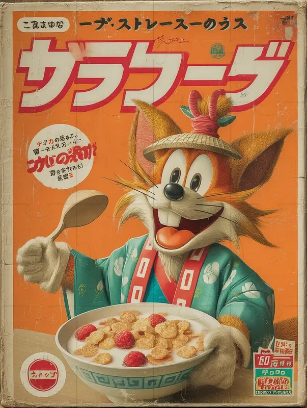 Vintage Asian Cereal Box Mascot Posters