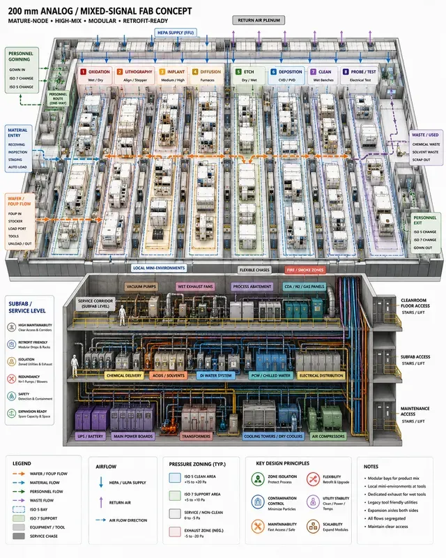 Semiconductor Fab Cleanroom Subfabs