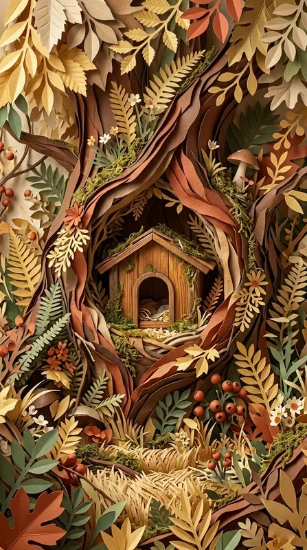 Enchanted Woodland Den Papercraft Stages