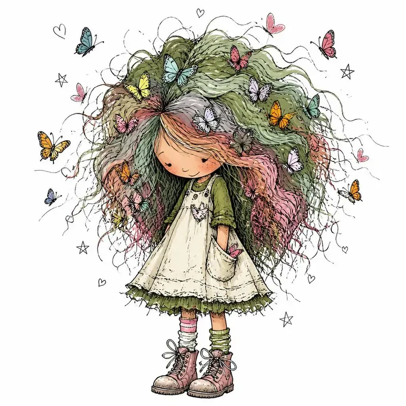 Boho Girls Whimsical Etsy Cliparts