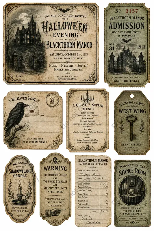 Vintage Halloween Ephemera Sheets