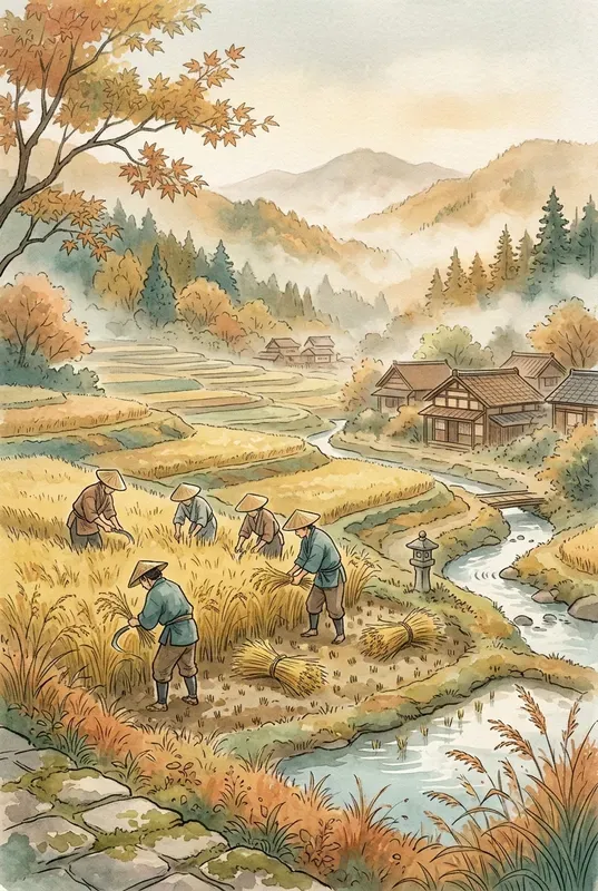 Cinematic Japanese Scene Watercolors