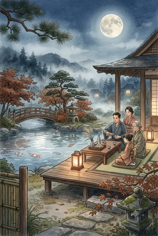 Cinematic Japanese Scene Watercolors