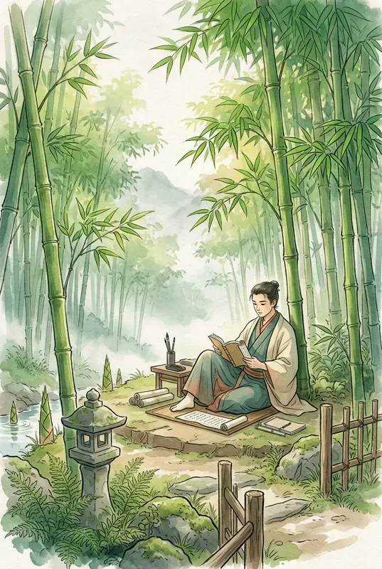 Cinematic Japanese Scene Watercolors