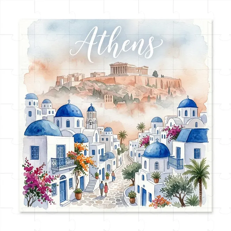 Whimsical Watercolor City Mashup Posters