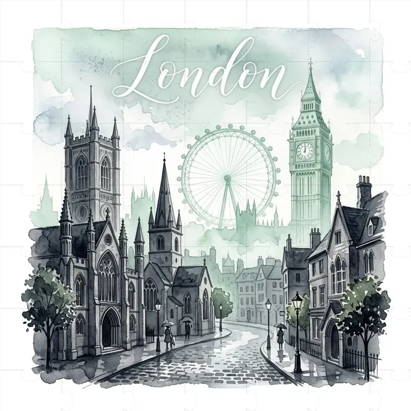 Whimsical Watercolor City Mashup Posters