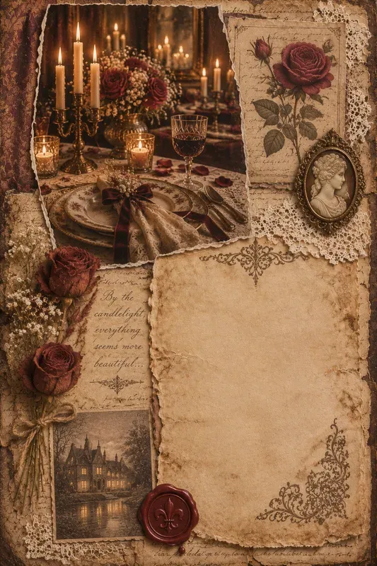 Candlelit Vintage Junk Journal Pages