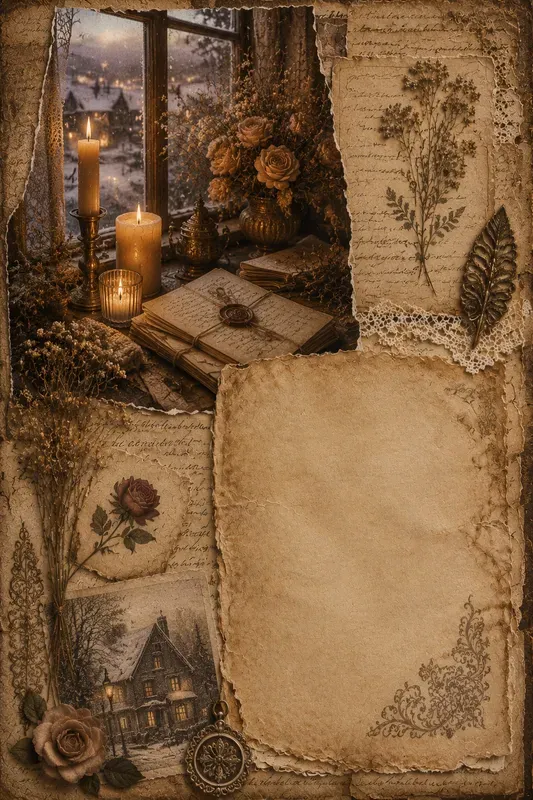 Candlelit Vintage Junk Journal Pages