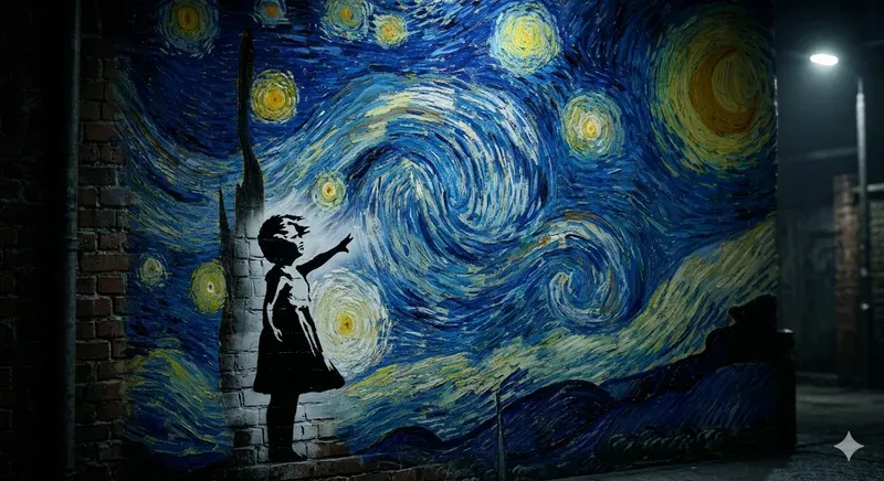 Starry Graffiti Van Gogh Meets Banksy