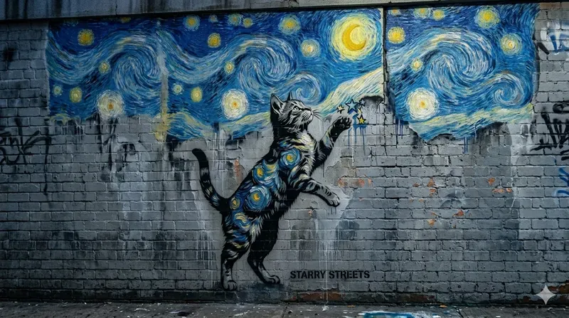 Starry Graffiti Van Gogh Meets Banksy