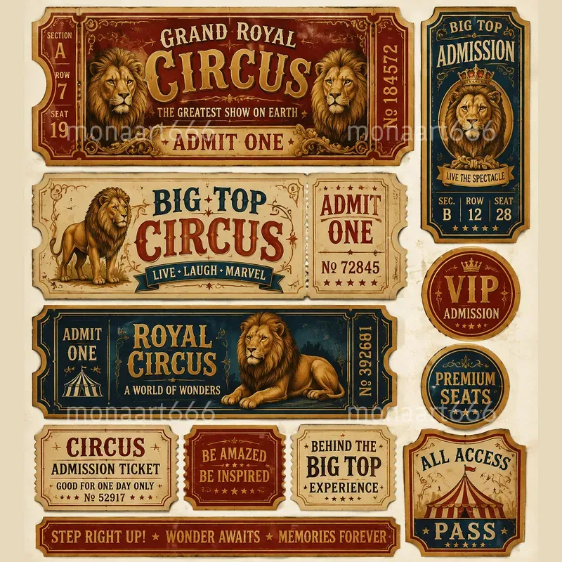 Vintage Ticket Booth Ephemera Sheets