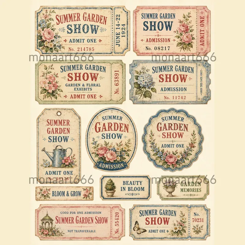 Vintage Ticket Booth Ephemera Sheets