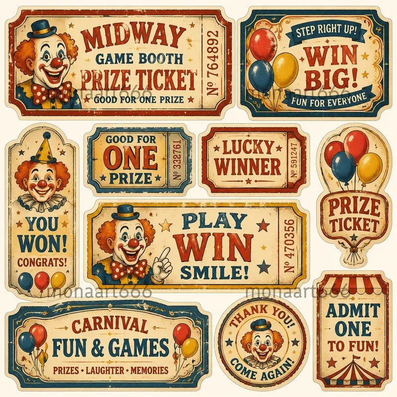 Vintage Ticket Booth Ephemera Sheets