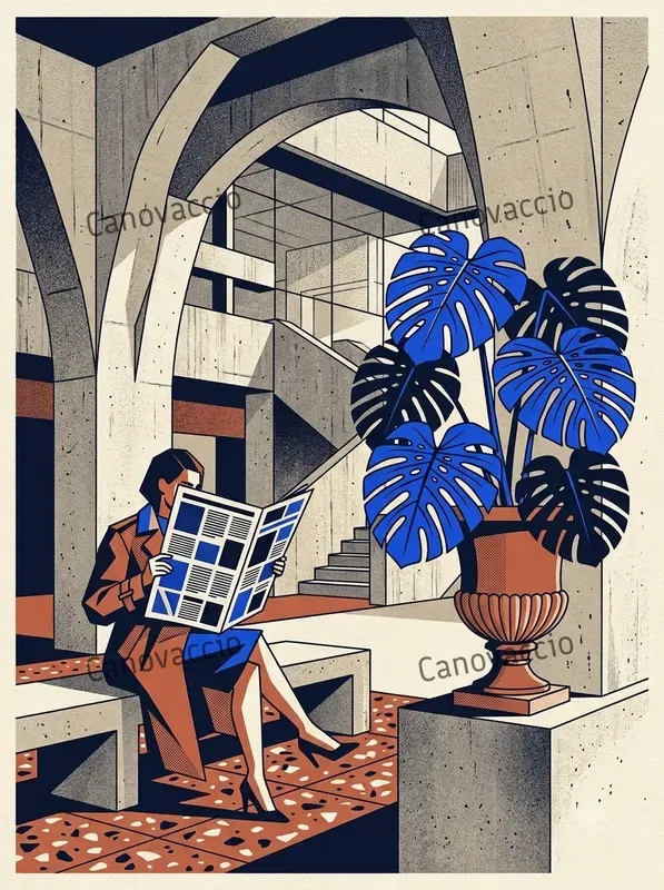 Retro Screenprint Editorial Postcards