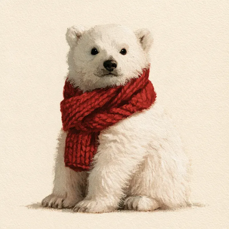 Nostalgic Polar Christmas Animal Art