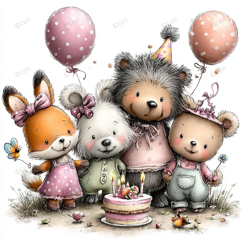 Whimsical Birthday Card Art Style