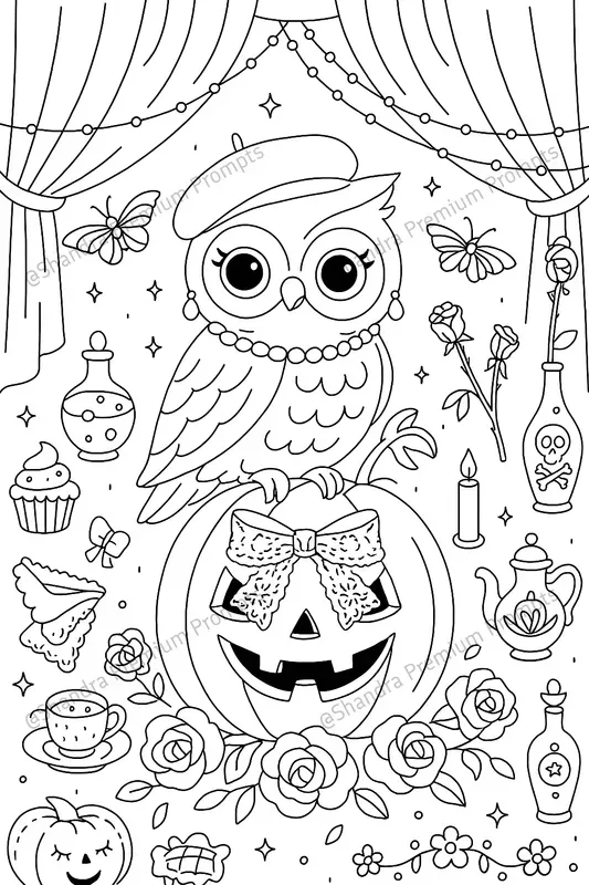 Coquette Halloween Coloring Book Pages