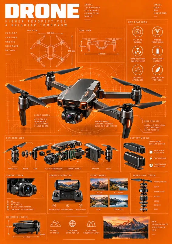 Orange Tech Infographic Posters
