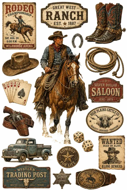Vintage Western Clipart Collections