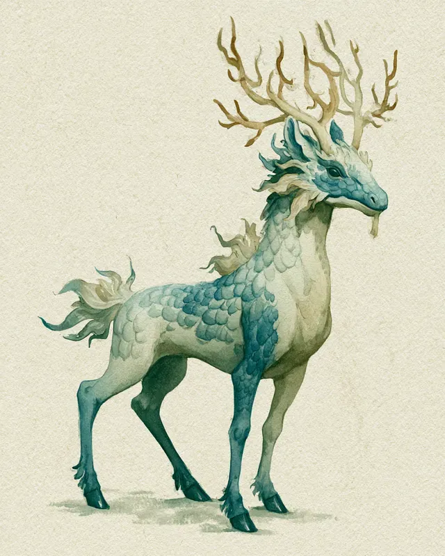 Flat 2D Watercolor Mythical Creatures