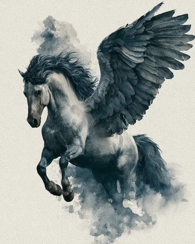 Flat 2D Watercolor Mythical Creatures