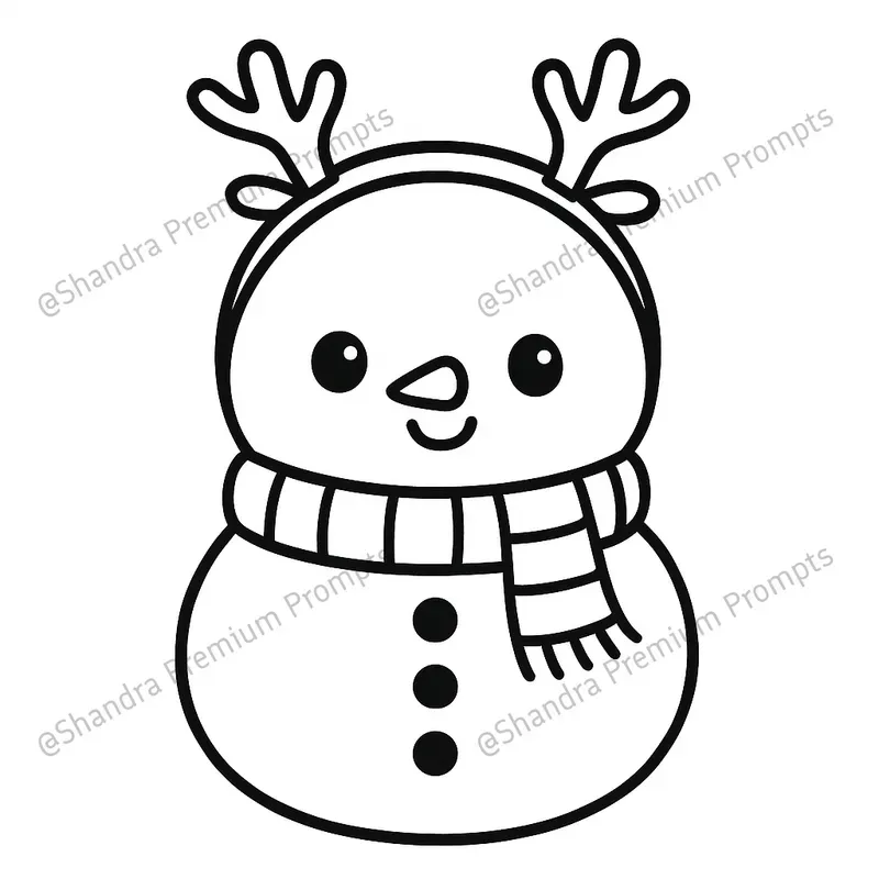 Cute Kawaii Christmas Easy Coloring Pages