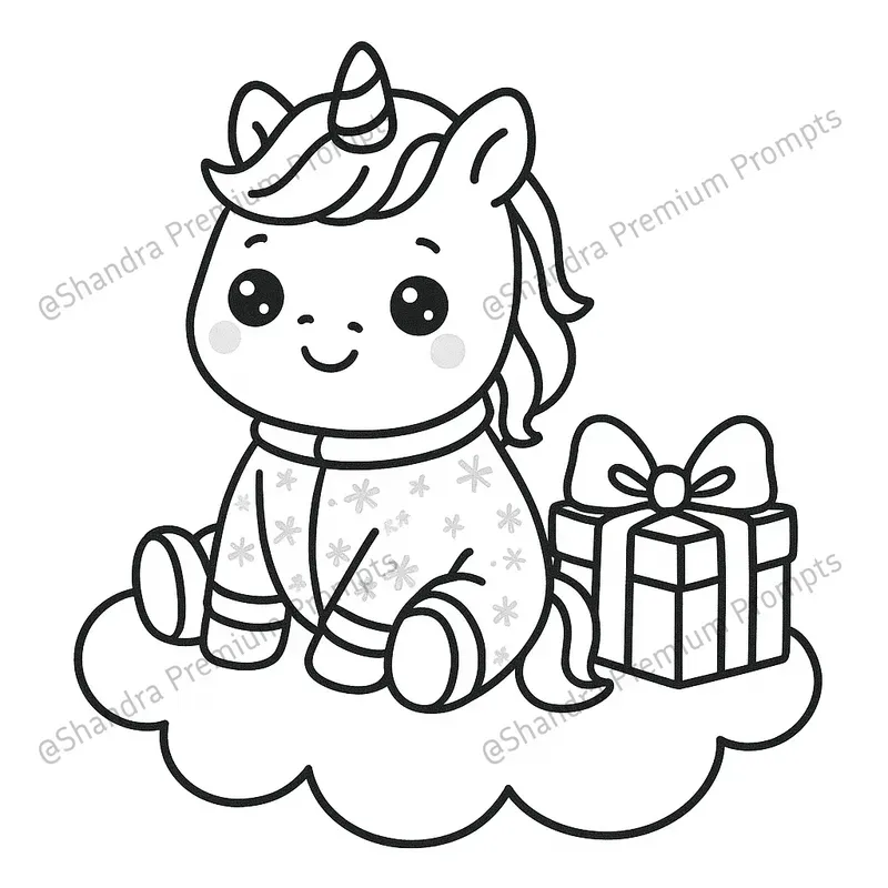 Cute Kawaii Christmas Easy Coloring Pages