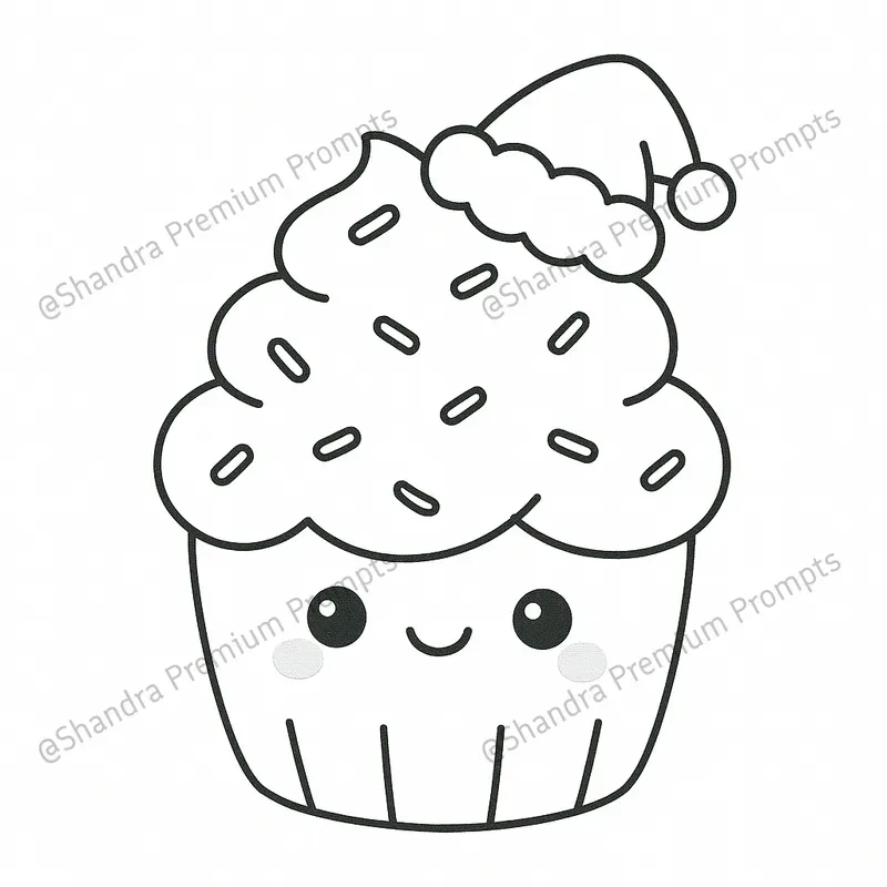 Cute Kawaii Christmas Easy Coloring Pages