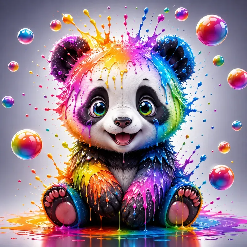 Rainbow Paint Splash Animal Art