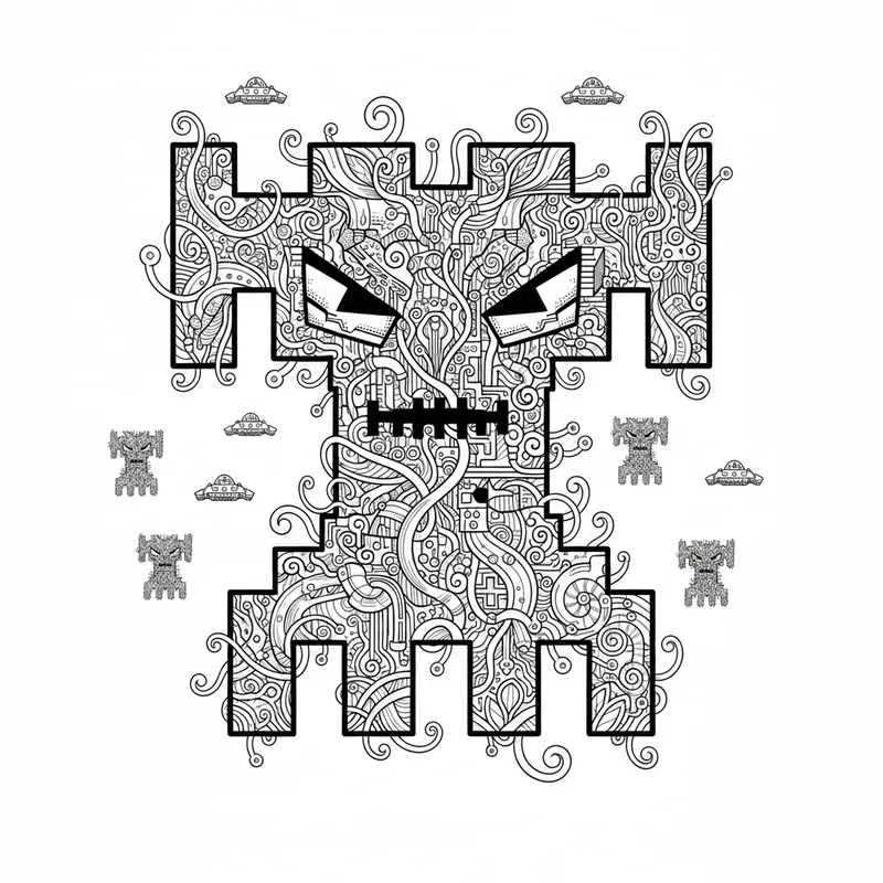 Organic Pixel Art Coloring Pages
