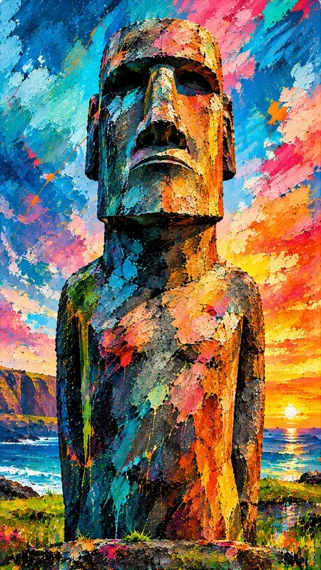 Vibrant Abstract Statue Fine Art