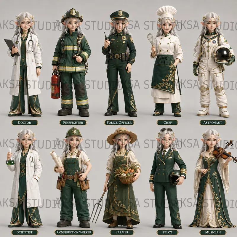 3D Character Profession Sheets