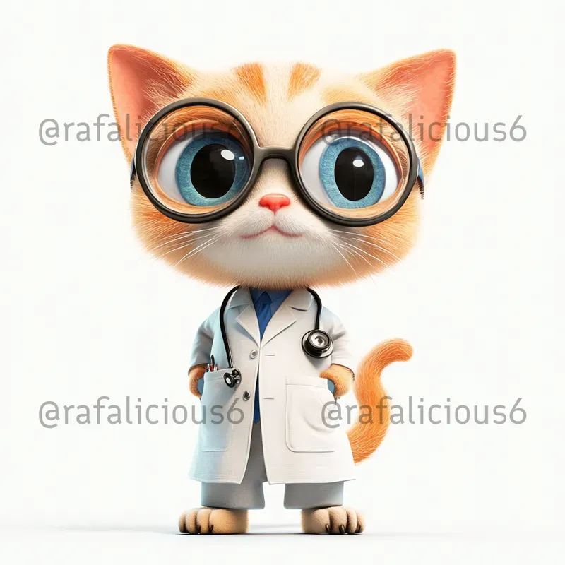 Cute 3D Job Cats On White Background