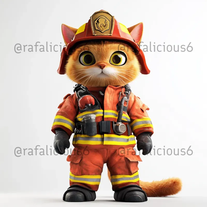 Cute 3D Job Cats On White Background