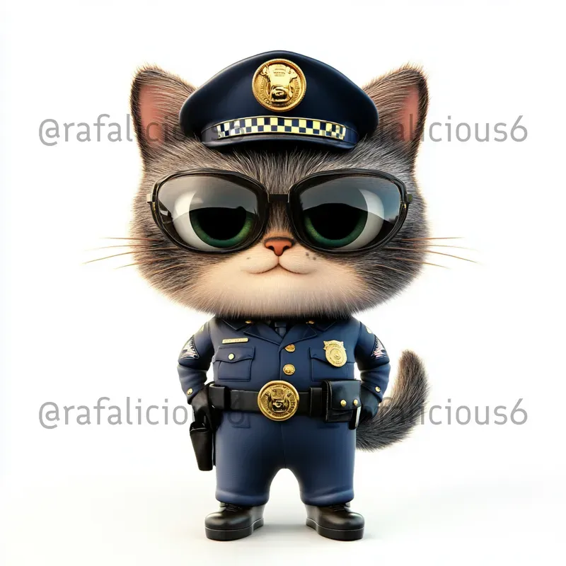 Cute 3D Job Cats On White Background